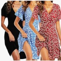 ChongBaiJia 3 Piece Womens Sundresses Summer Floral Short Sleeve